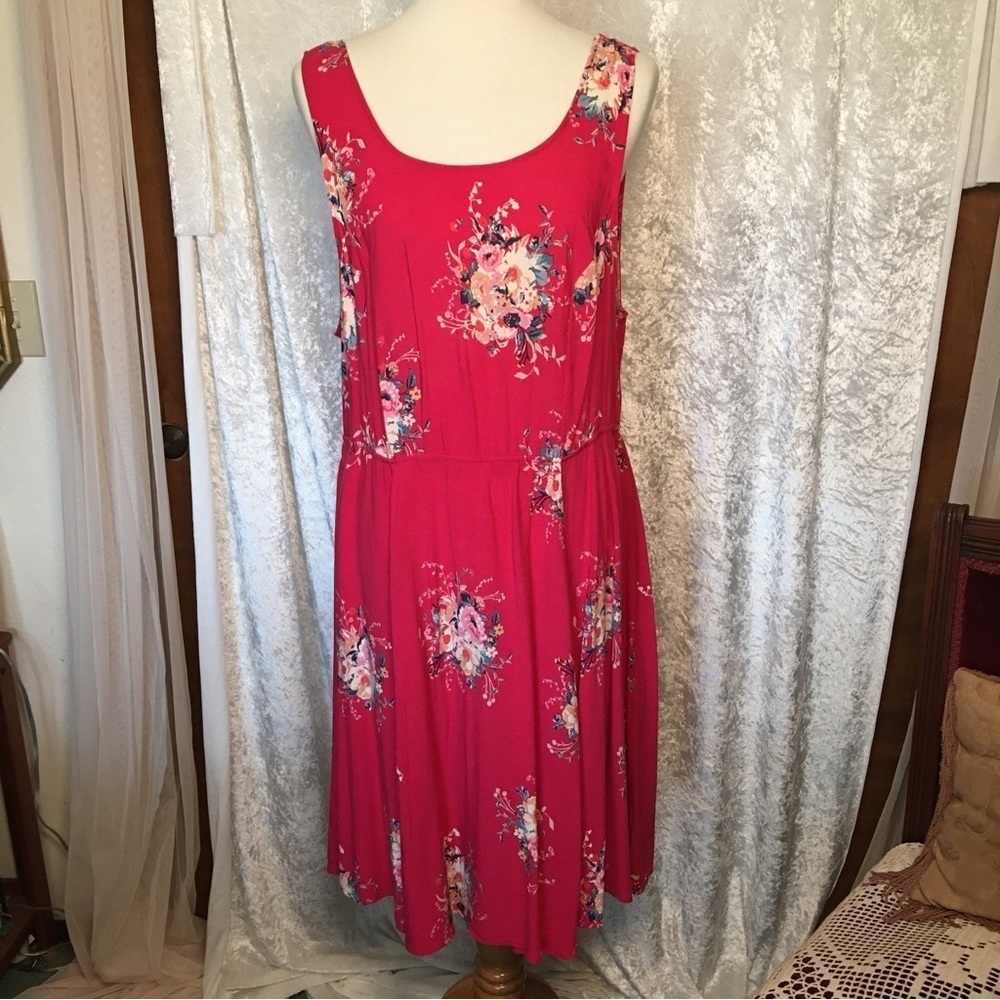 Torrid Red Floral Sun Dress  with Cut Out Size 1
